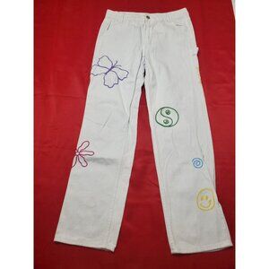 Pacsun Carpenter Pants Size 27 Womens Bootcut Festival Hippie Butterfly Mushroom